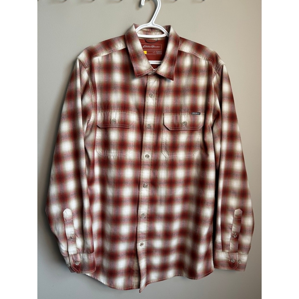 Eddie Bauer Plaid Flannel Button Up Shirt Large Gorpcore Outdoor‎ Hiking Retro